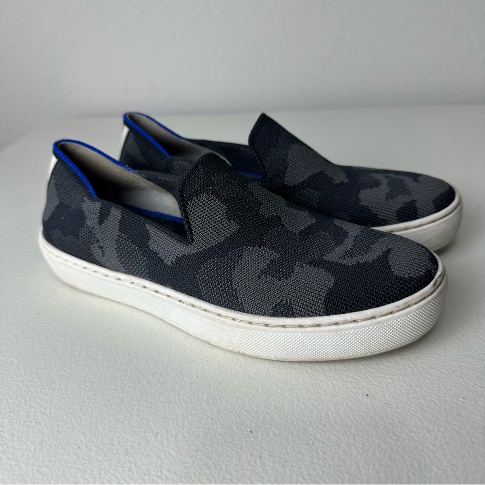 Rothy’s Black Gray Camo The Original Slip On Sneakers Size 5